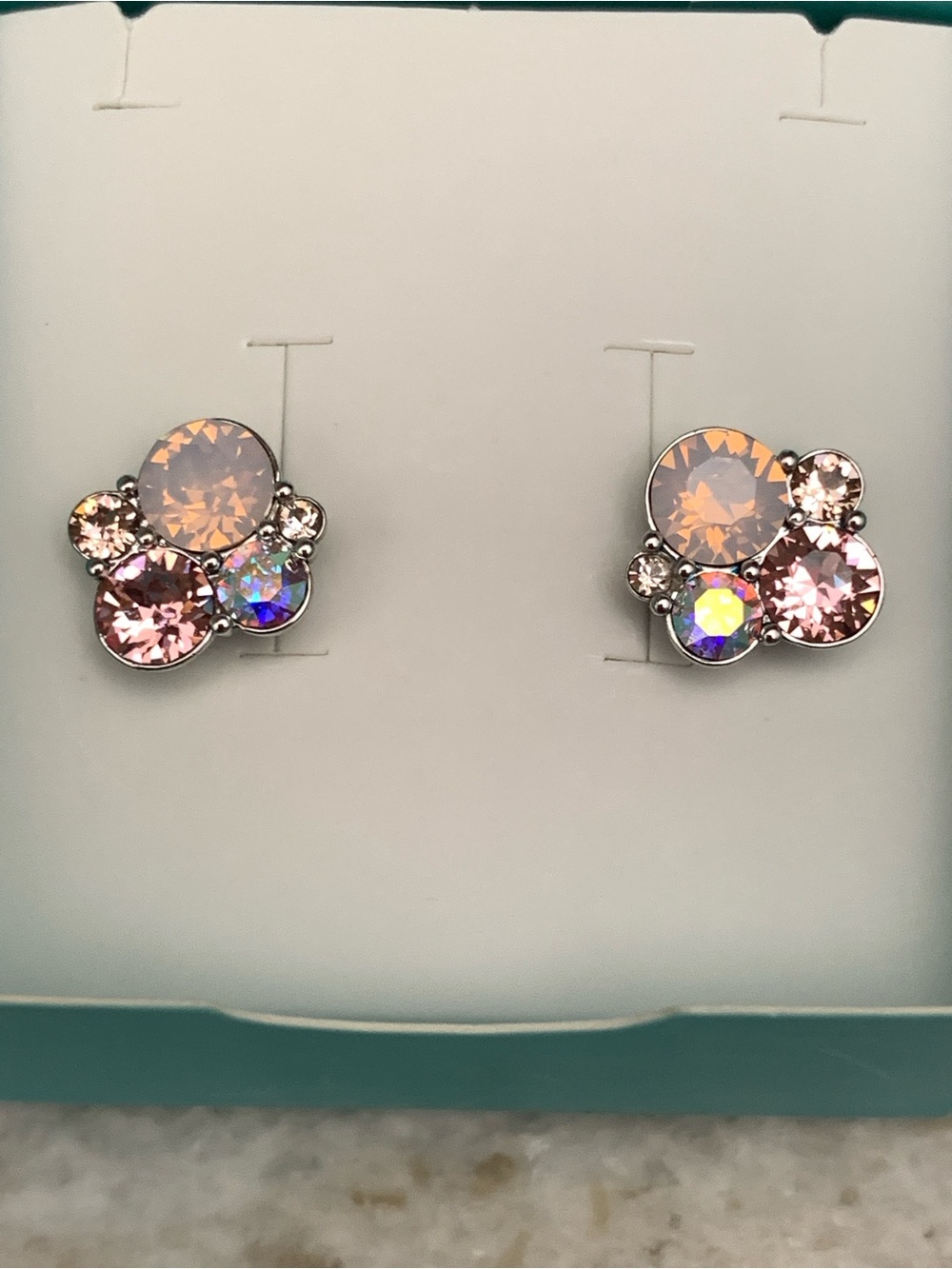 Origami Owl Stunning Pink Opal Crystal Earrings #summer